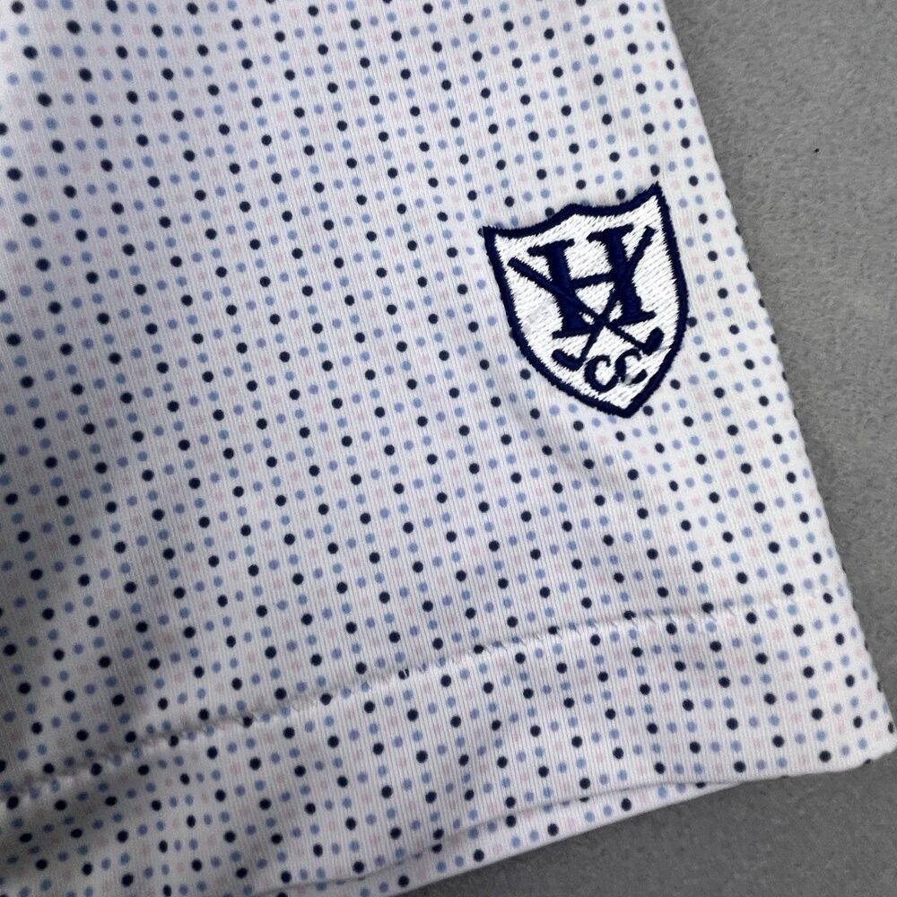 Peter Millar Crown Crafted Golf Polo Men’s Large White Blue Dot Performance Logo - Picture 5 of 10